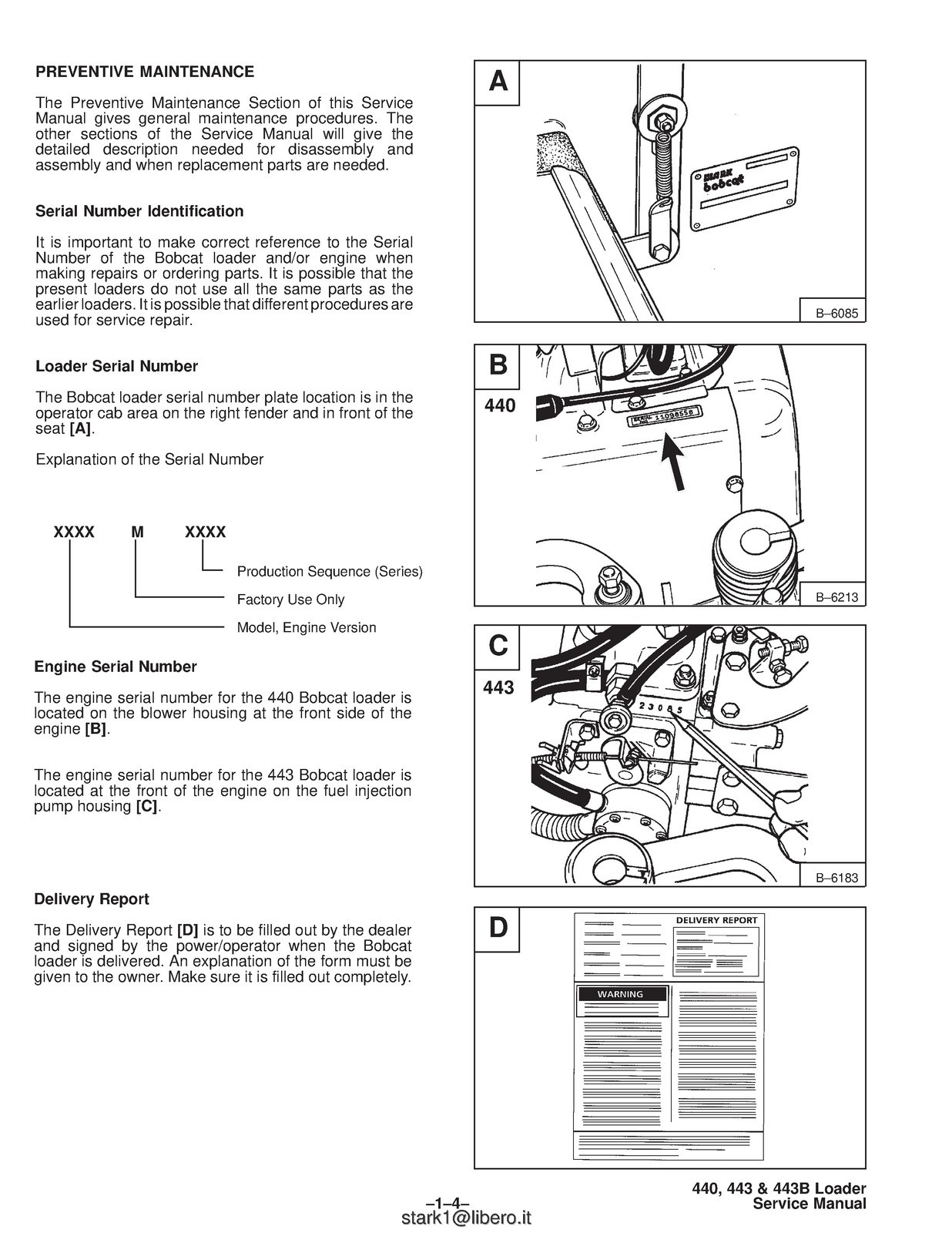 BOBCAT 440 443 443B Skid-Steer Loader Service Manual 1995, FOLDOUTS