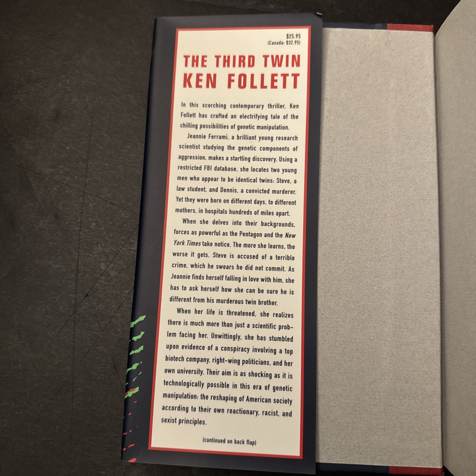 The Third Twin by Ken Follett 1996 First Edition Hardcover
