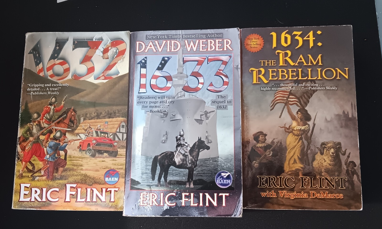 LOT of 3 papperback books by ERIC FLINT -DENNIS & Drake 1632 – 1634