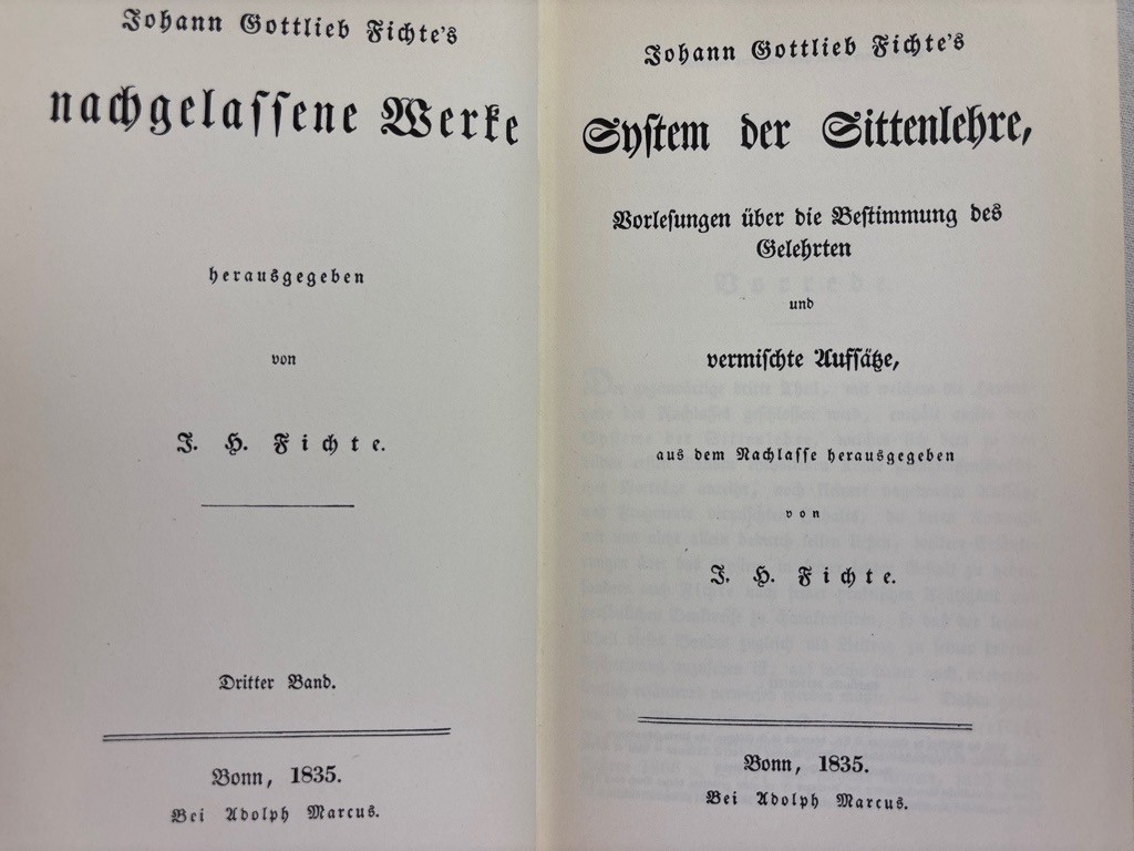 System der Sittenlehre, Vorlesungen über die Bestimmung des Gelehrten und vermis