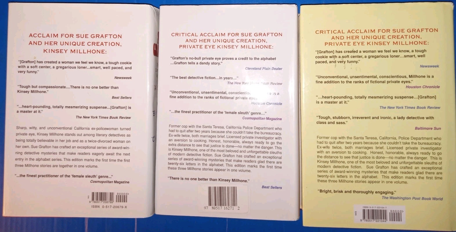 (3)”Omnibus”Sue Grafton Alphabet Books:ABC,DEF,GHI-9 Novels Total VG