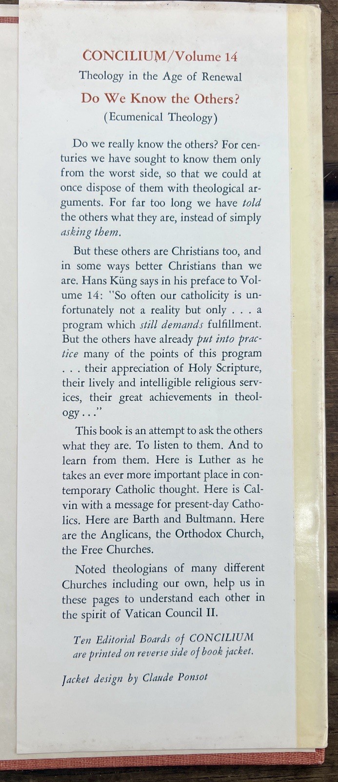 Do We Know Others? 1966 Ecumenical Theology CONCILIUM Vol. 14 Paulist Press HC