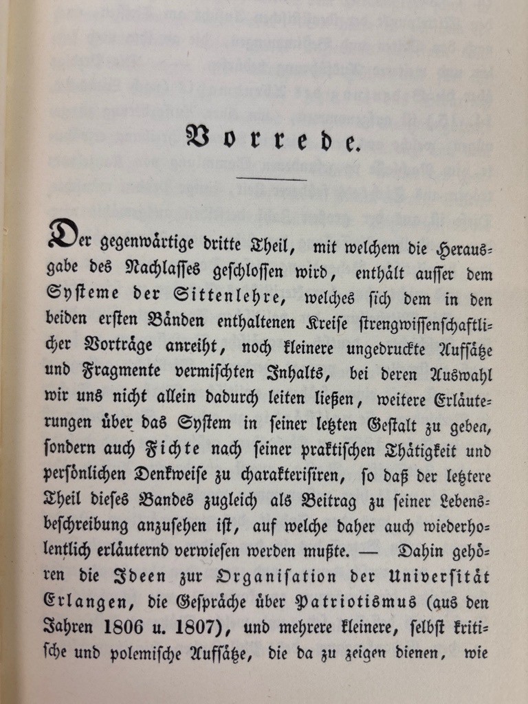 System der Sittenlehre, Vorlesungen über die Bestimmung des Gelehrten und vermis