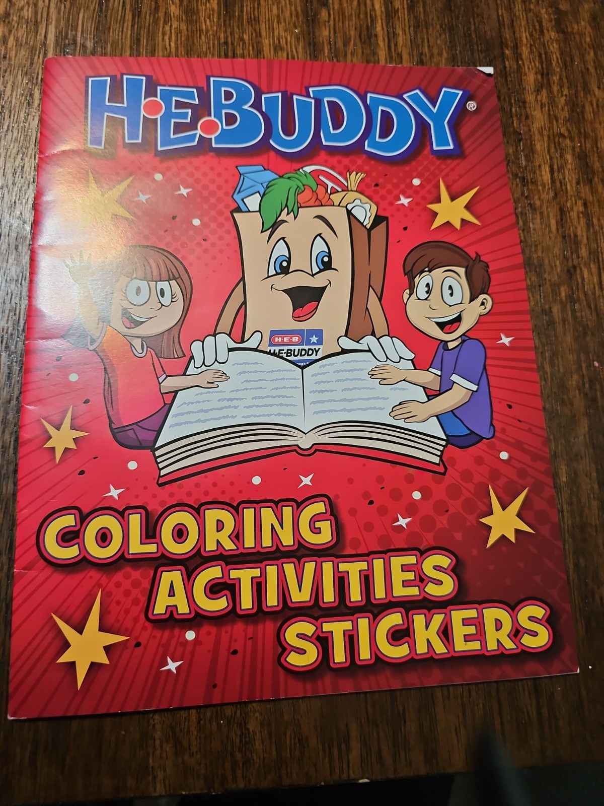 H-E-B HEBuddy Coloring Activity Book w/ Stickers 20 Pages Texas Exclusive Rare