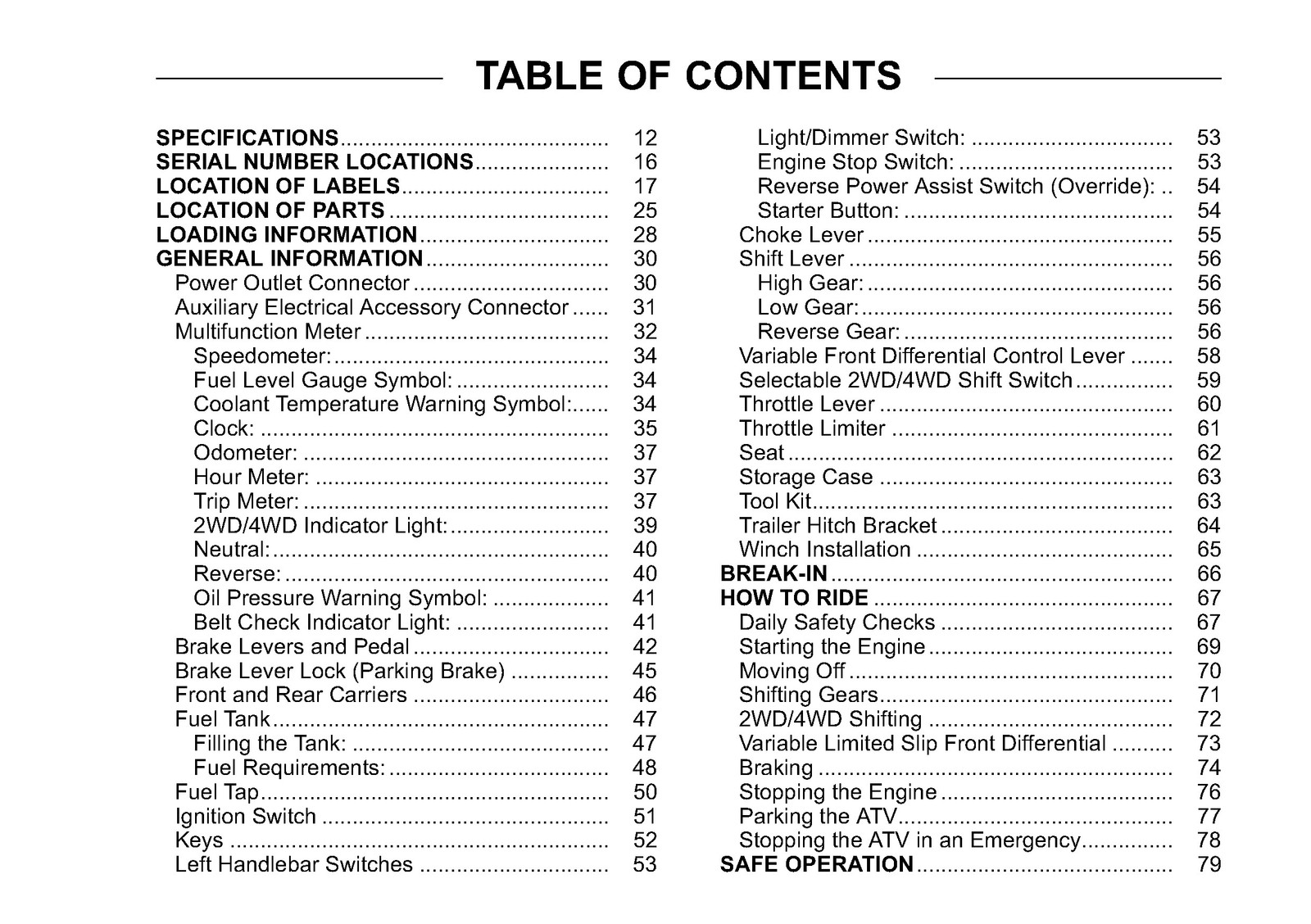 KAWASAKI Brute Force 650 4×4 Owners Manual 2011 – WIRE FASTENED – TOUGH COVERING