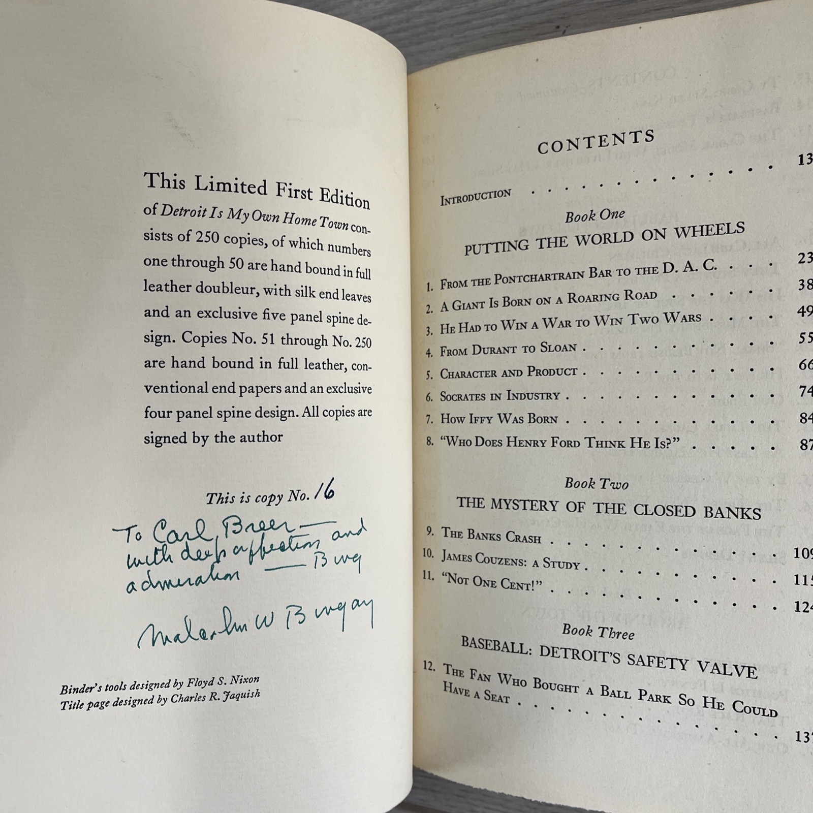 HC Signed,Bobbs-Merrill c1946 Malcolm W. Bingay Detroit is My Own Hometown