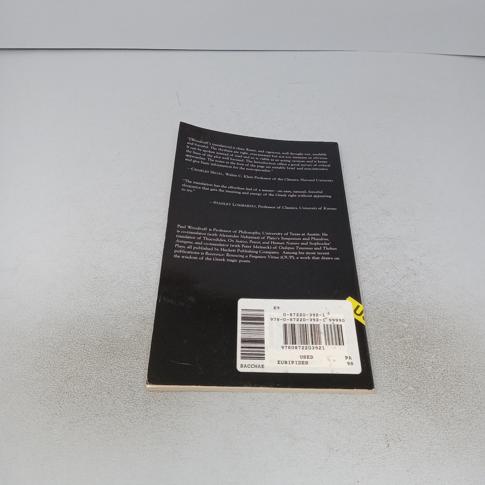 Bacchae: 1999 Hackett Publishing Company Paperback Translated by Paul Woodruff