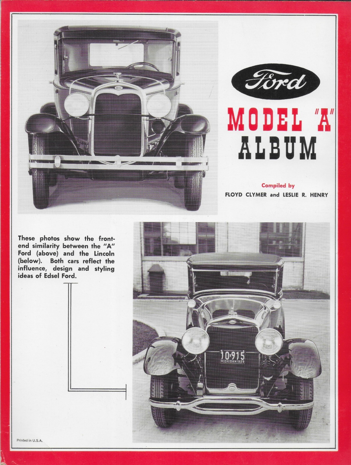 Ford Model “A” Album compiled by Floyd Clymer & Leslie R. Henr (Trade Paperback)