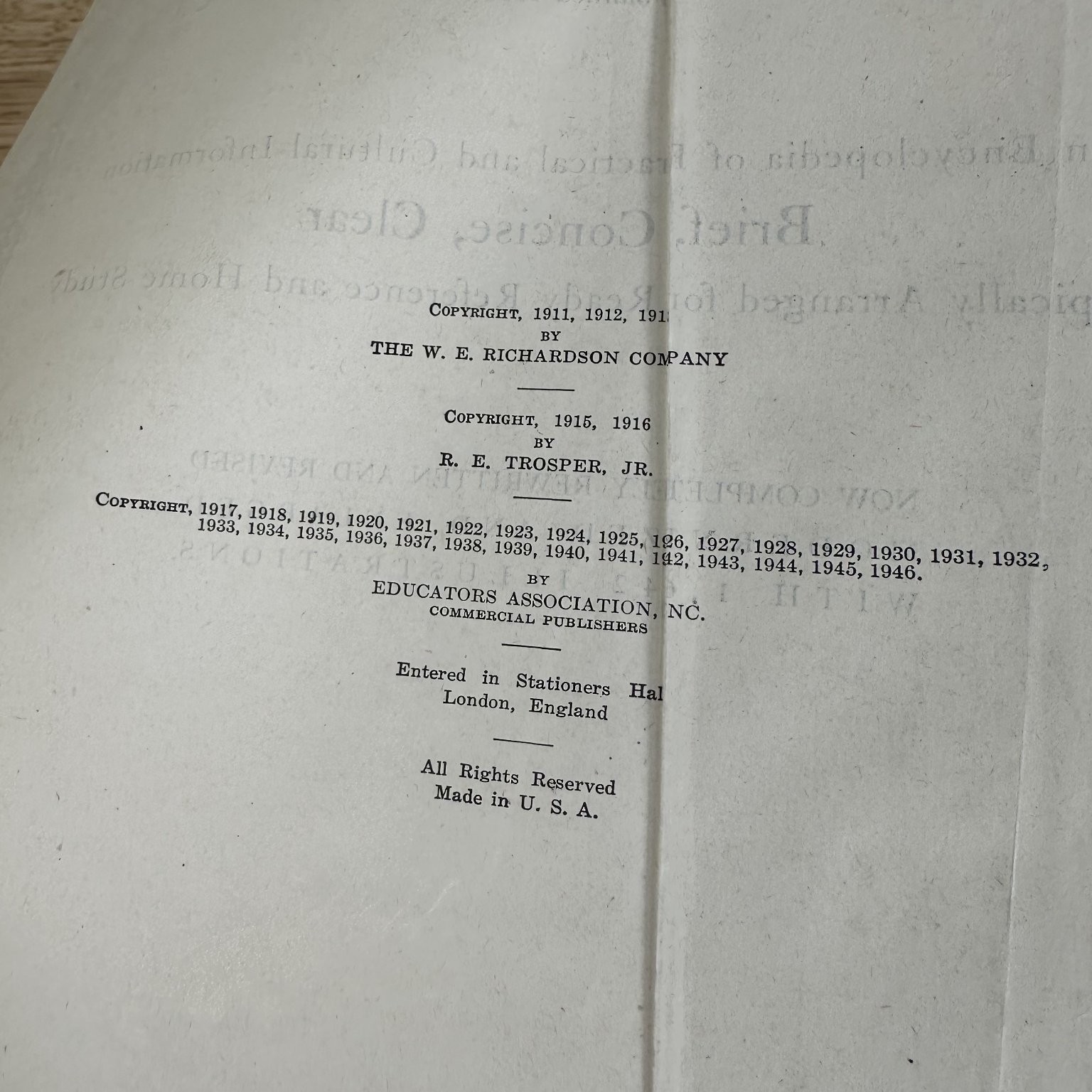 The Volume Library 1946 Revised Edition Encyclopedia Educators Association