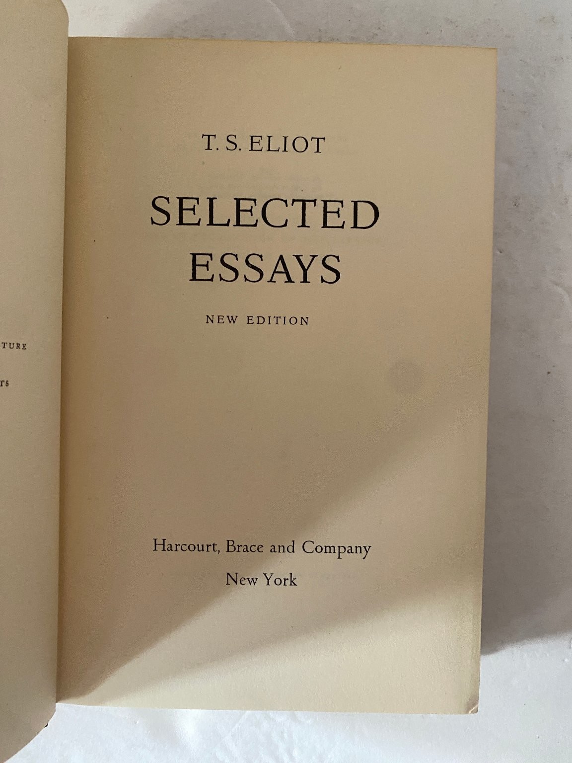 Selected Essays T. S. Eliot 1950 New Edition Literary Criticism Harcourt Brace