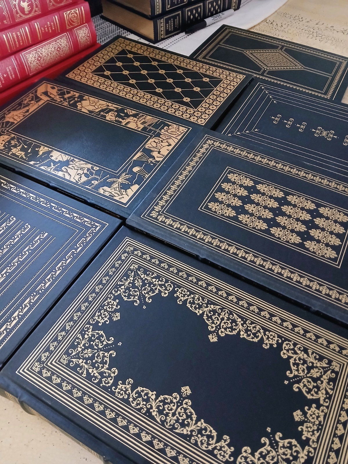 Navy Blue Decorative Leather-Bound Classics – Lot 7 – Franklin Library 22K Gold