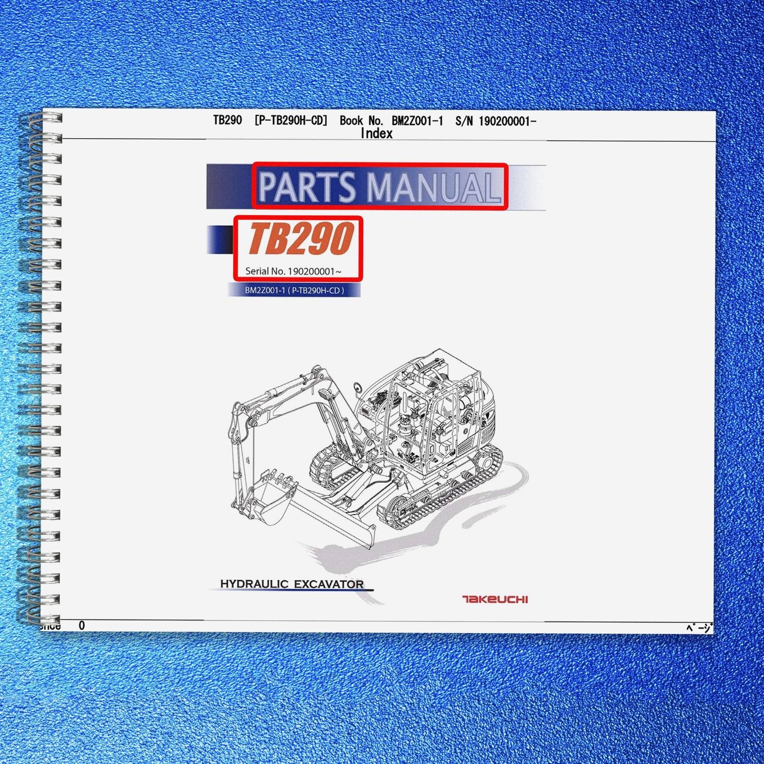 TAKEUCHI TB290 Hydraulic Excavator Parts Manual SN 190200001 Up, CLOSURE