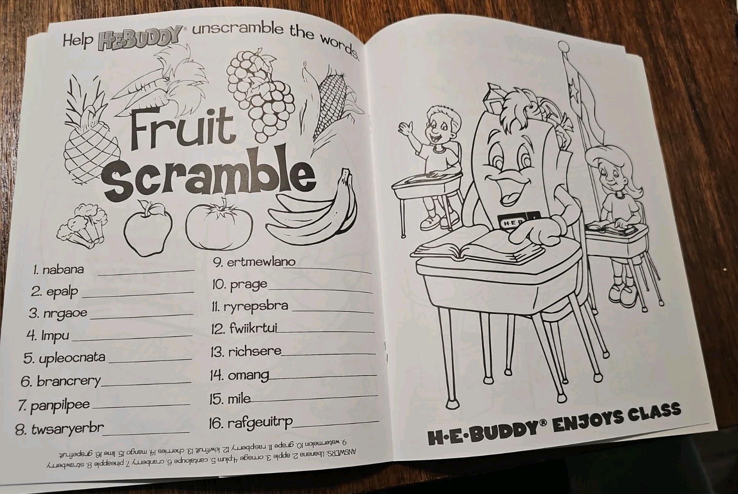 H-E-B HEBuddy Coloring Activity Book w/ Stickers 20 Pages Texas Exclusive Rare