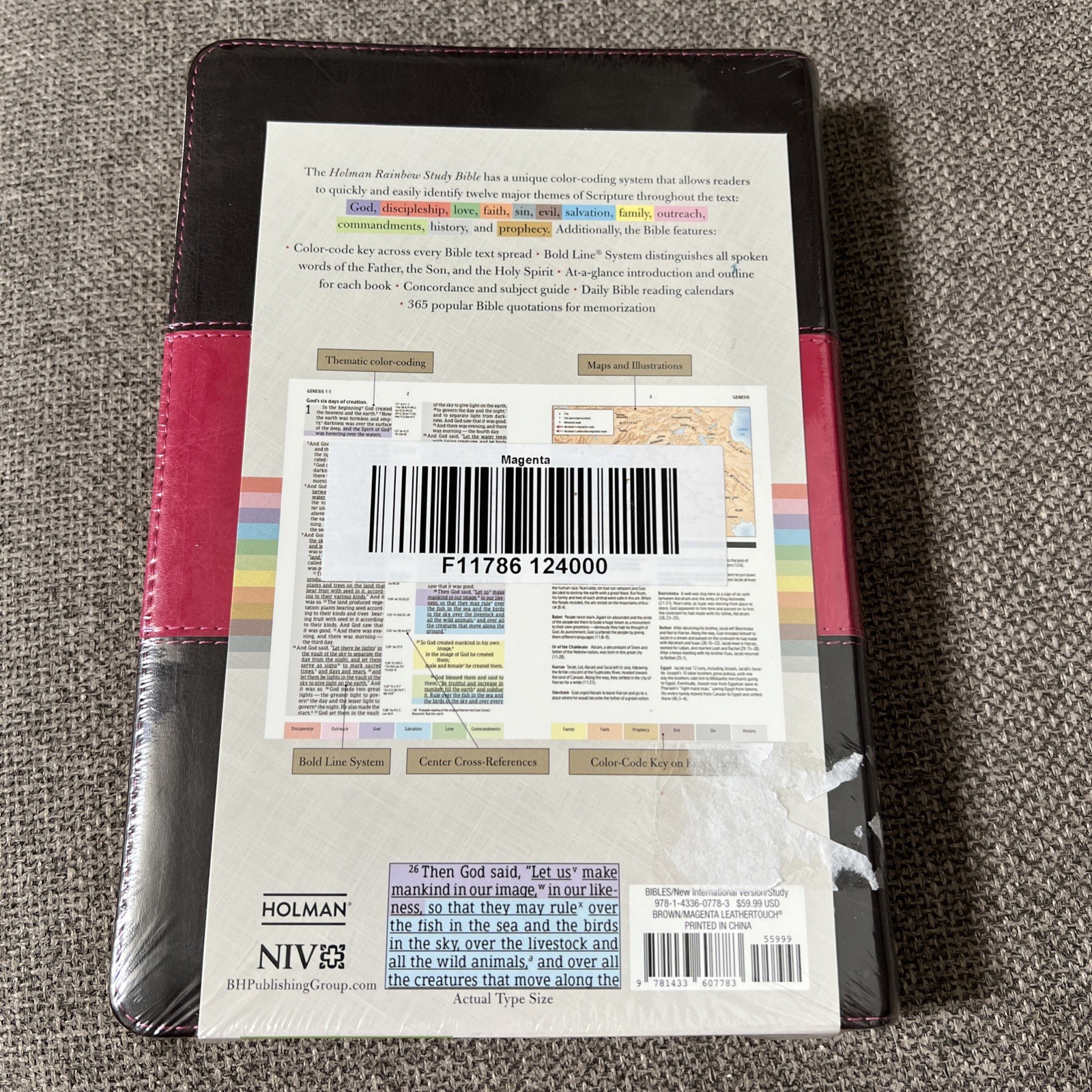 NIV Rainbow Study Bible Leather Touch by Holman Bible Study Color Brown/Magenta