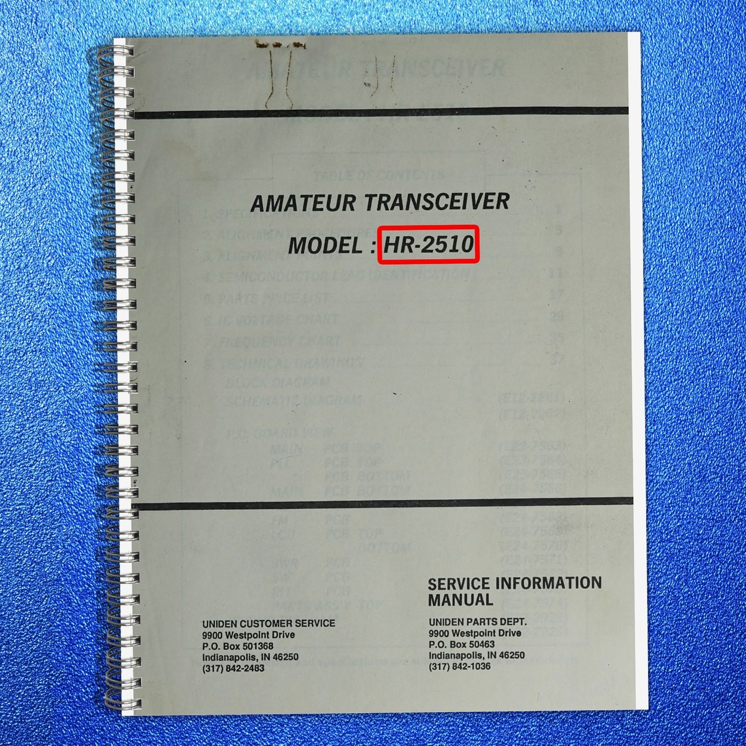 UNIDEN HR-2510 10 Meter Mobile Service Manual – SECURED – JACKET – XL FOLDOUTS