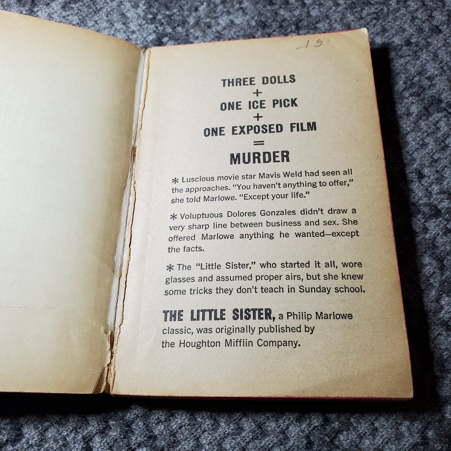 The Little Sister Raymond Chandler 1963 4th Printing Philip Marlowe Pocket Books