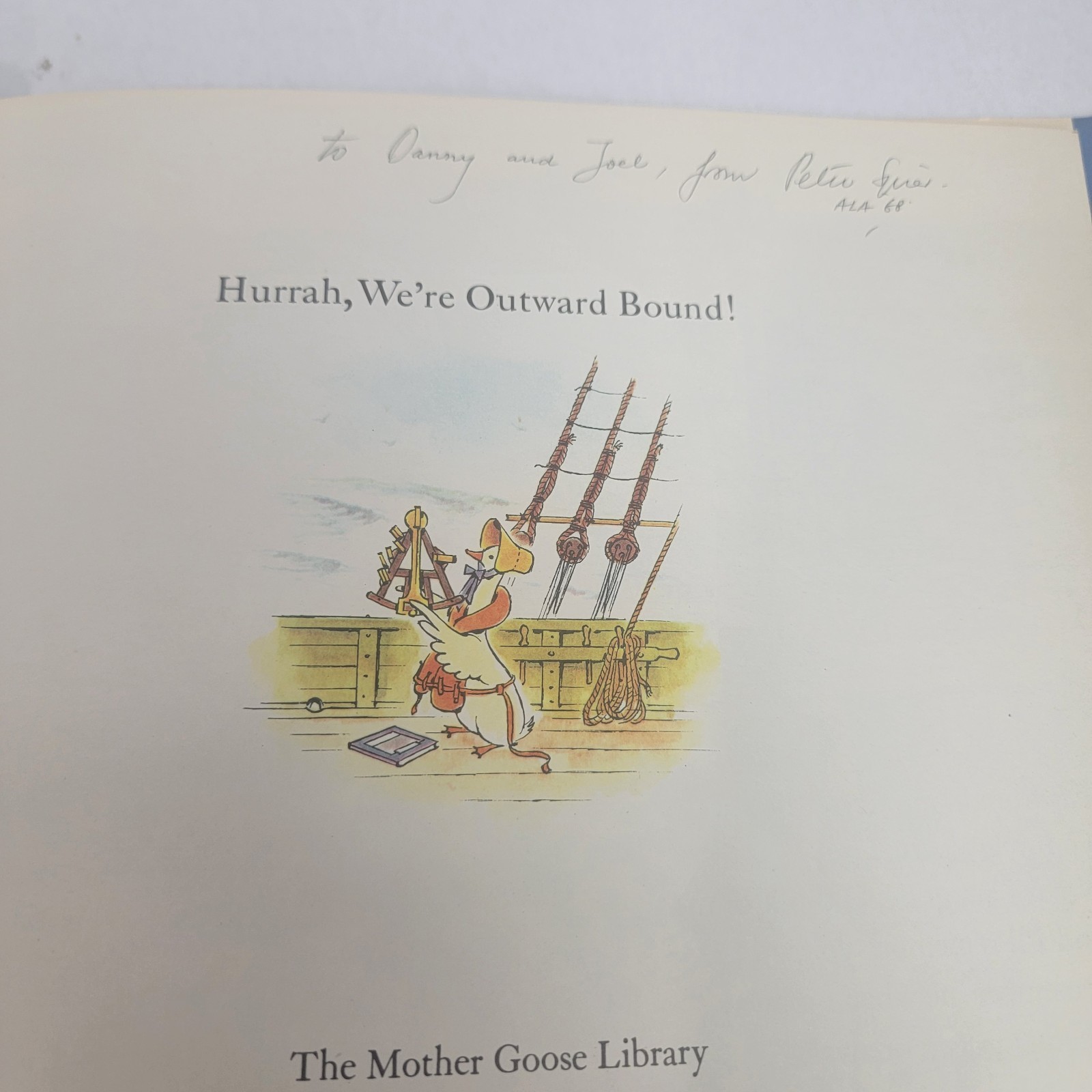 Peter Spier Signed 1st Ed 1968 Hurrah, We’re Outward Bound! Hardcover w/DJ