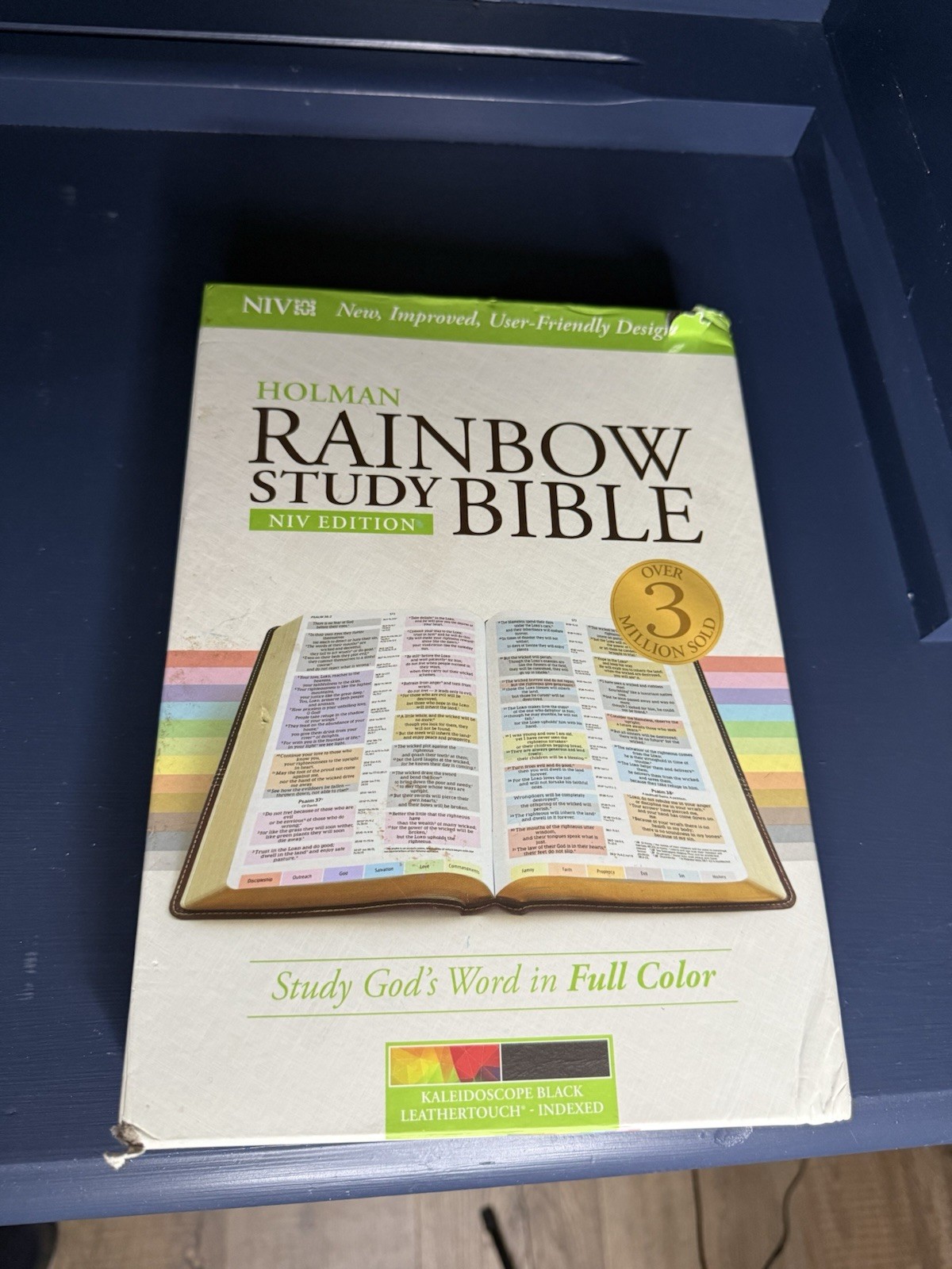 NIV Rainbow Study Bible, Black Leather Touch Kaleidoscope Indexed Holman