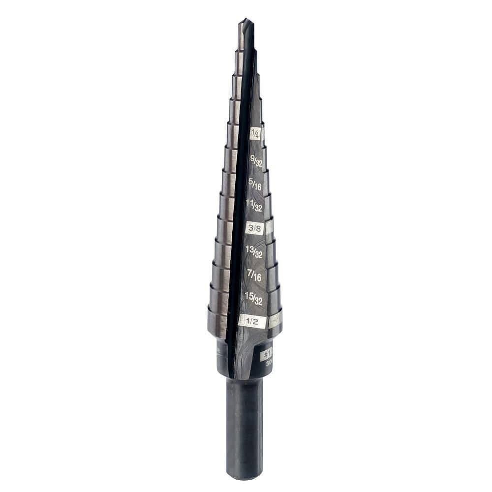 Milwaukee Step Drill Bit #1 1/8 in to 1/2 in 13-Step Black Oxide