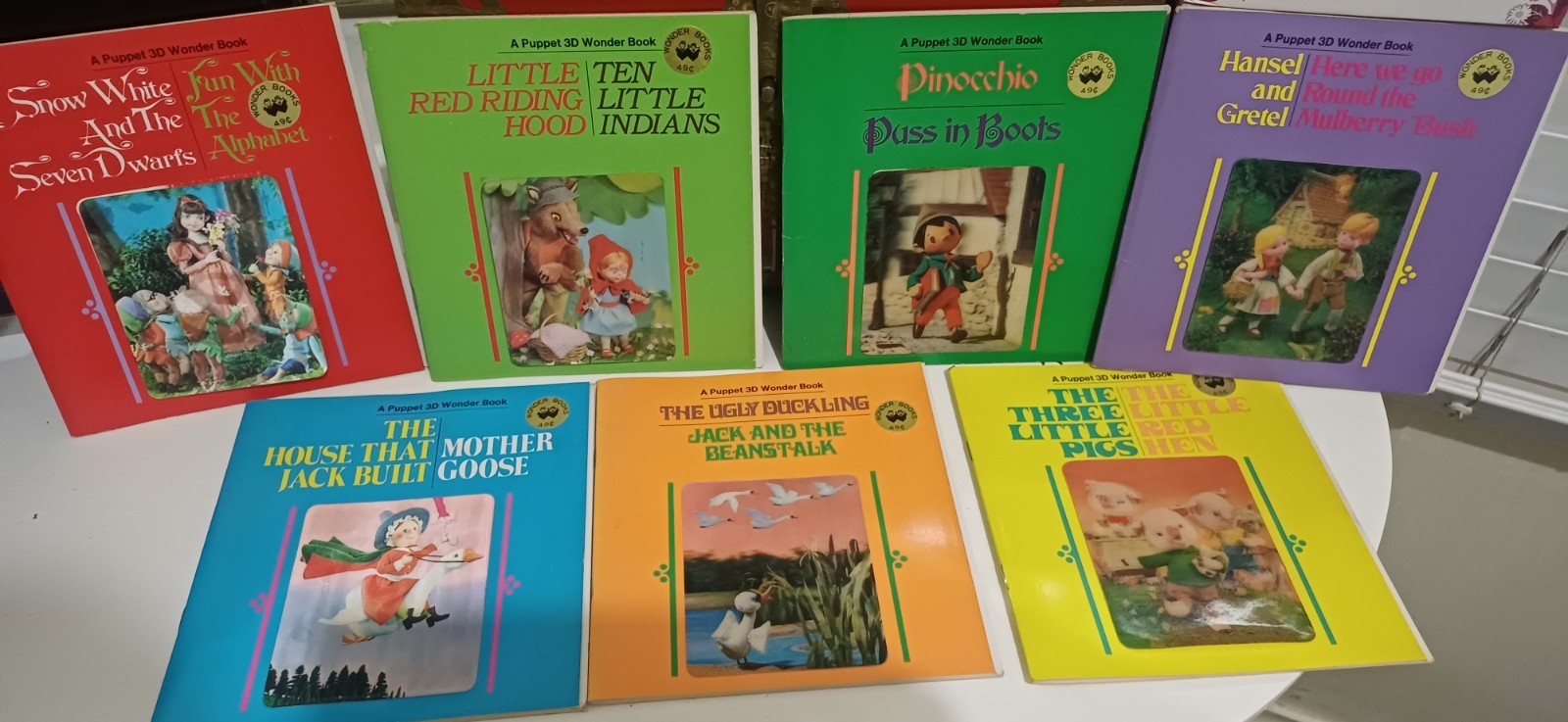 7 Vintage Grosset 3D Puppet Wonder Books
