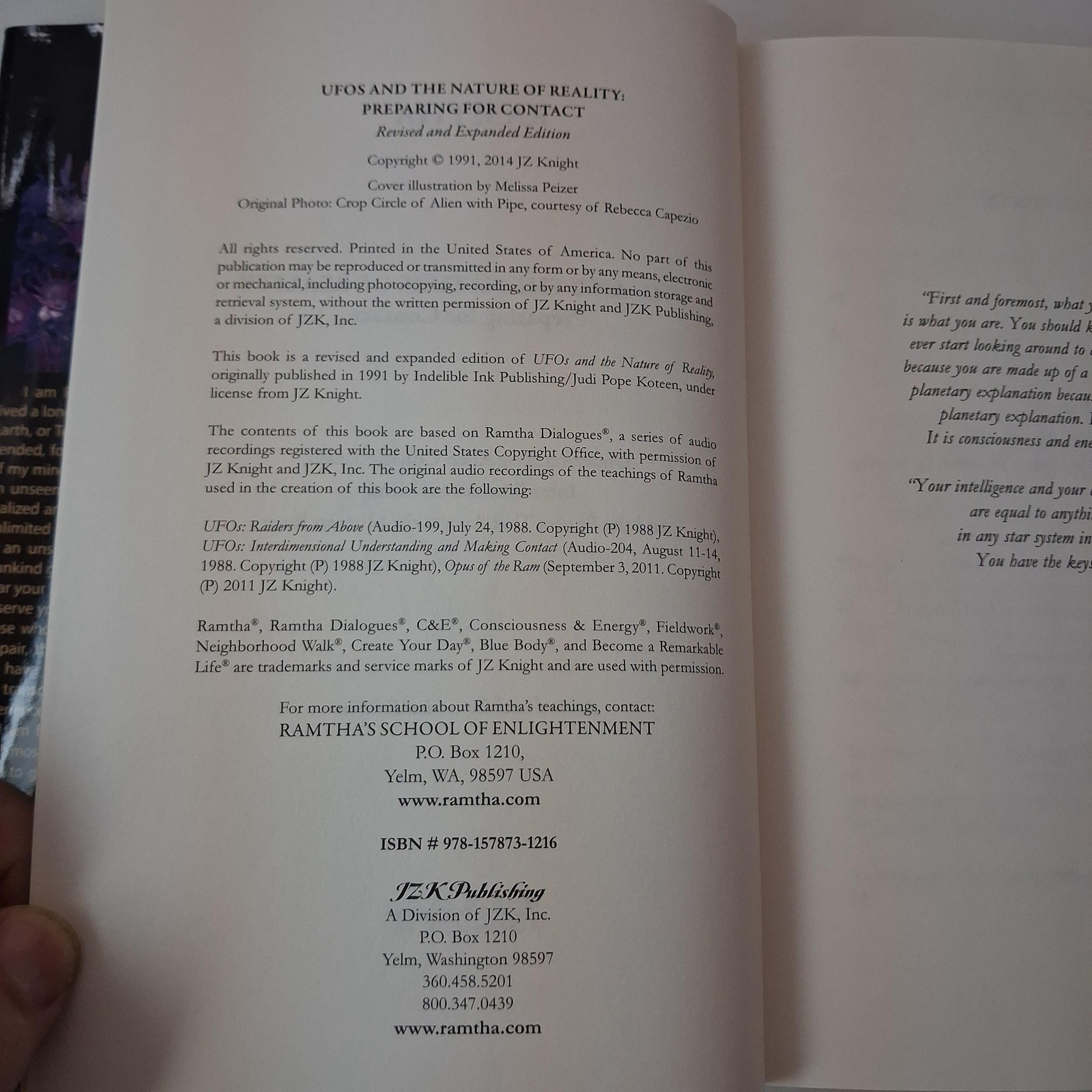 UFOs And The Nature Of Reality Ramtha KEW Publishing Black HC DJ 2014 USA