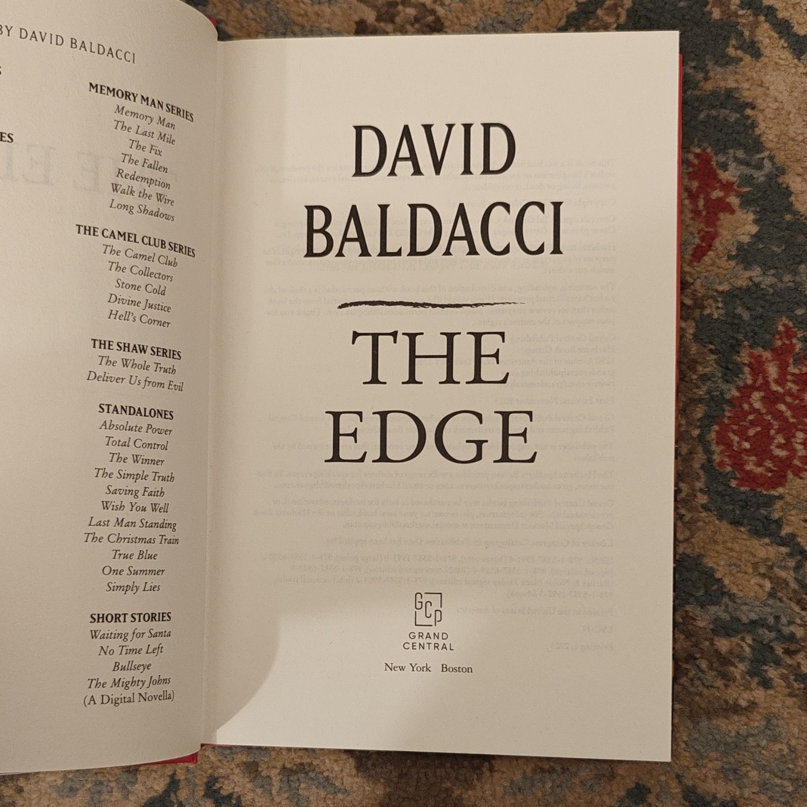 David Baldacci The Edge (6:20 Man Ser.) Hardcover Novel 2023 Grand Central