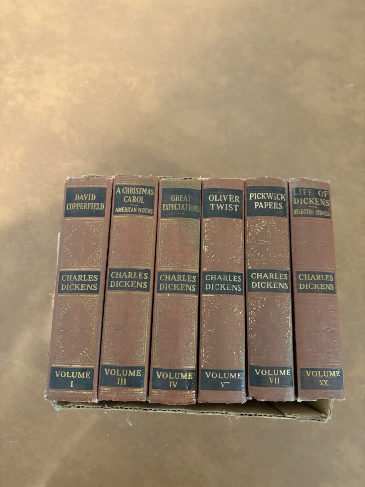 Charles Dickens 1870s Set of 6 Books Cleartype Edition Illustrated Antique