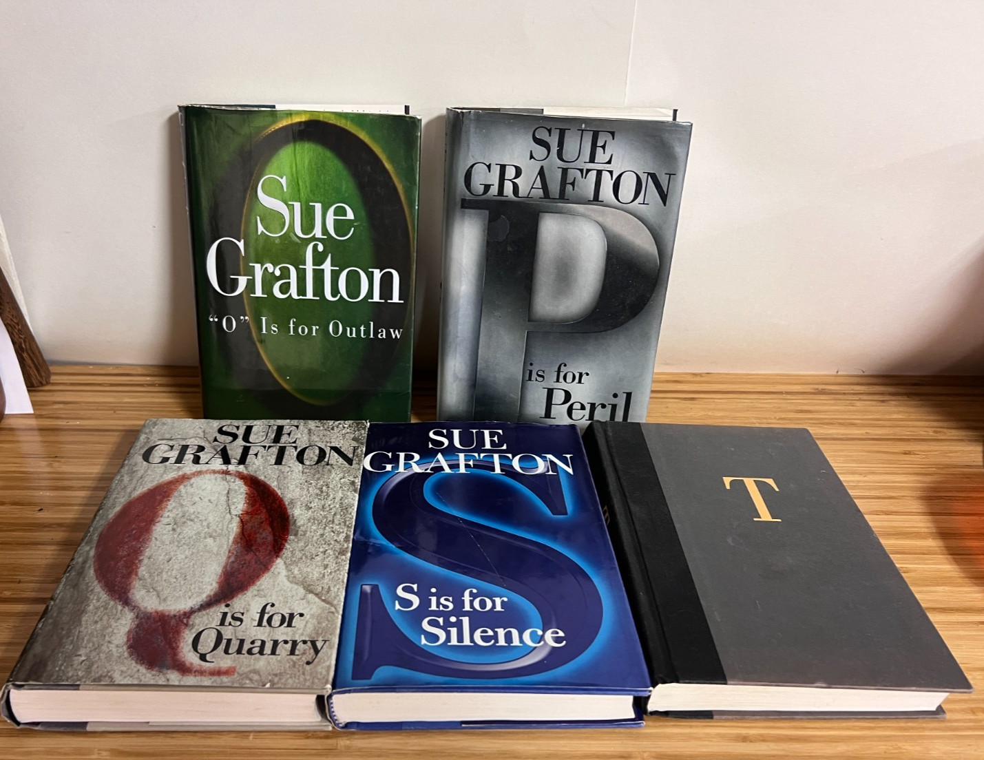 Alphabet Books O, P, Q, S & T by Sue Grafton – hardbacks