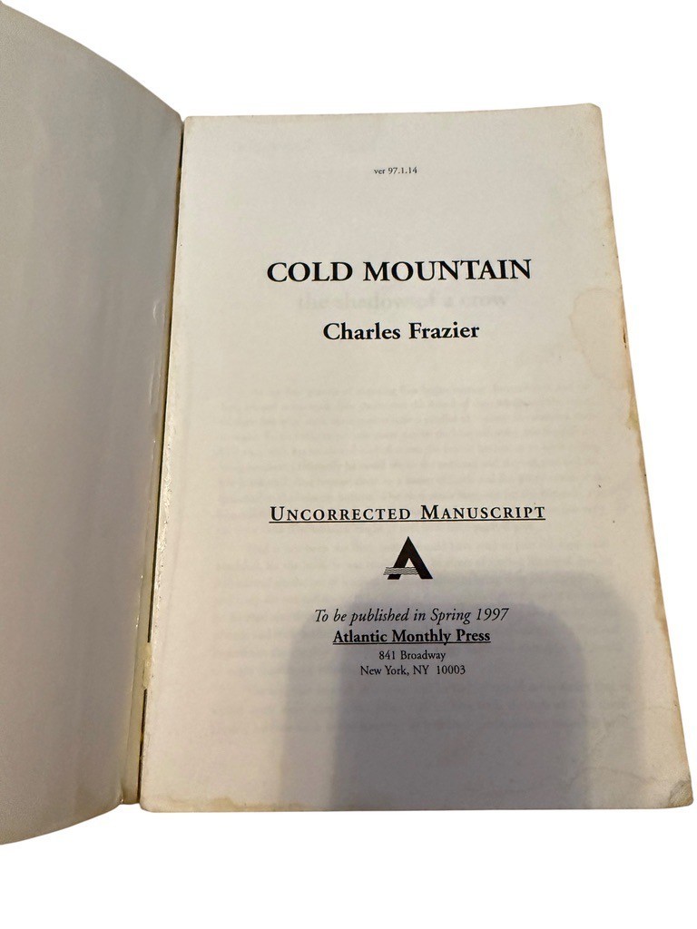 Cold Mountain – Charles Frazier Uncorrected Manuscript ARC Advance Reading Copy