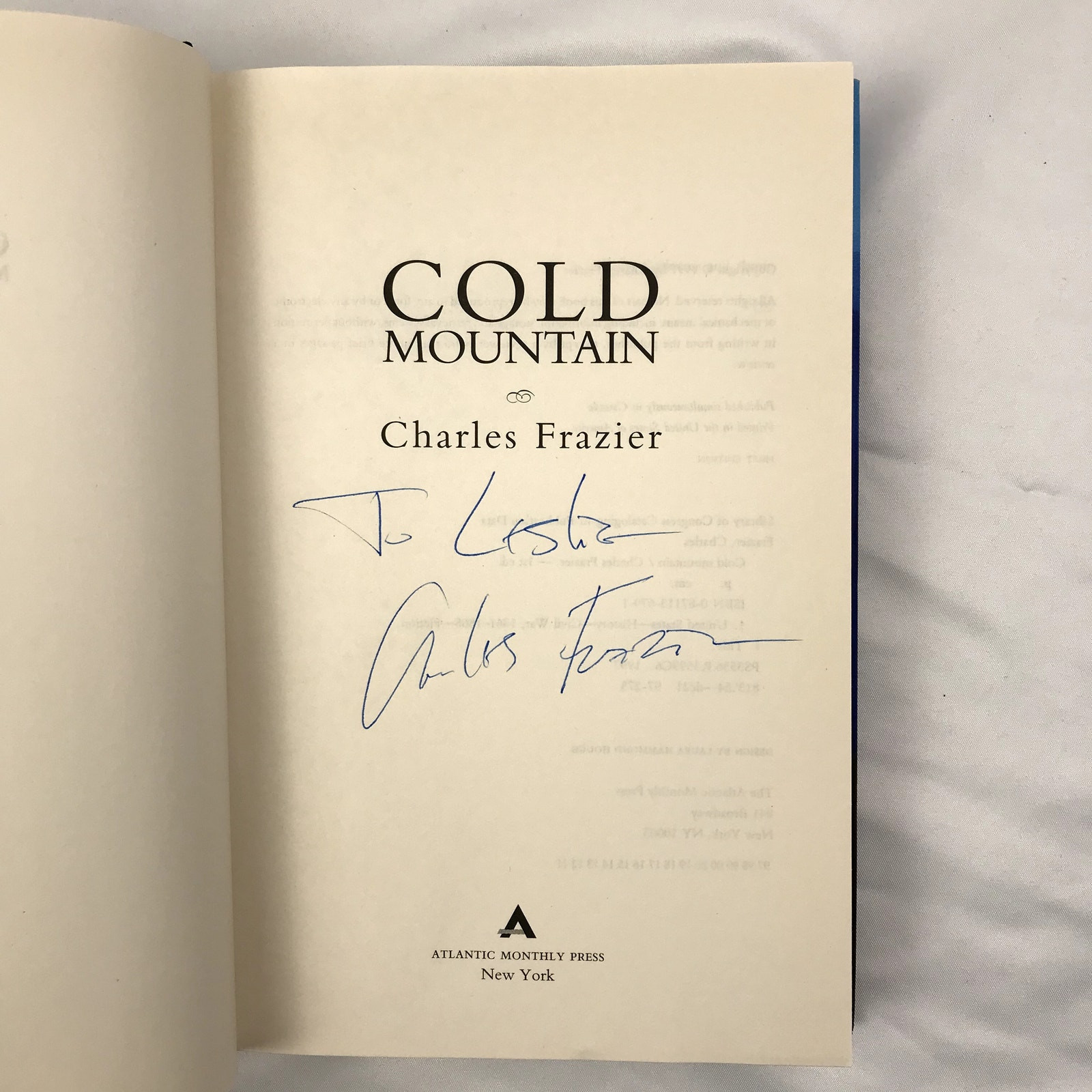Cold Mountain Signed Novel by Charles Frazier 1997 First Edition Hardcover