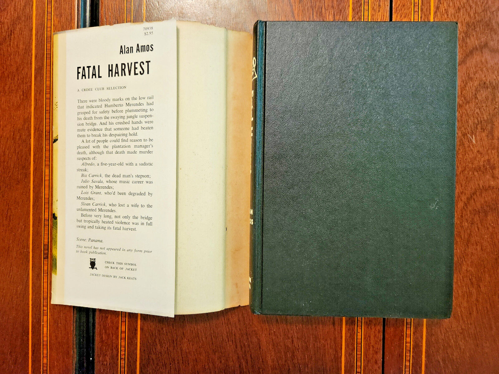 FATAL HARVEST ALAN AMOS 1957 CRIME CLUB 1ST EDITION HCDJ