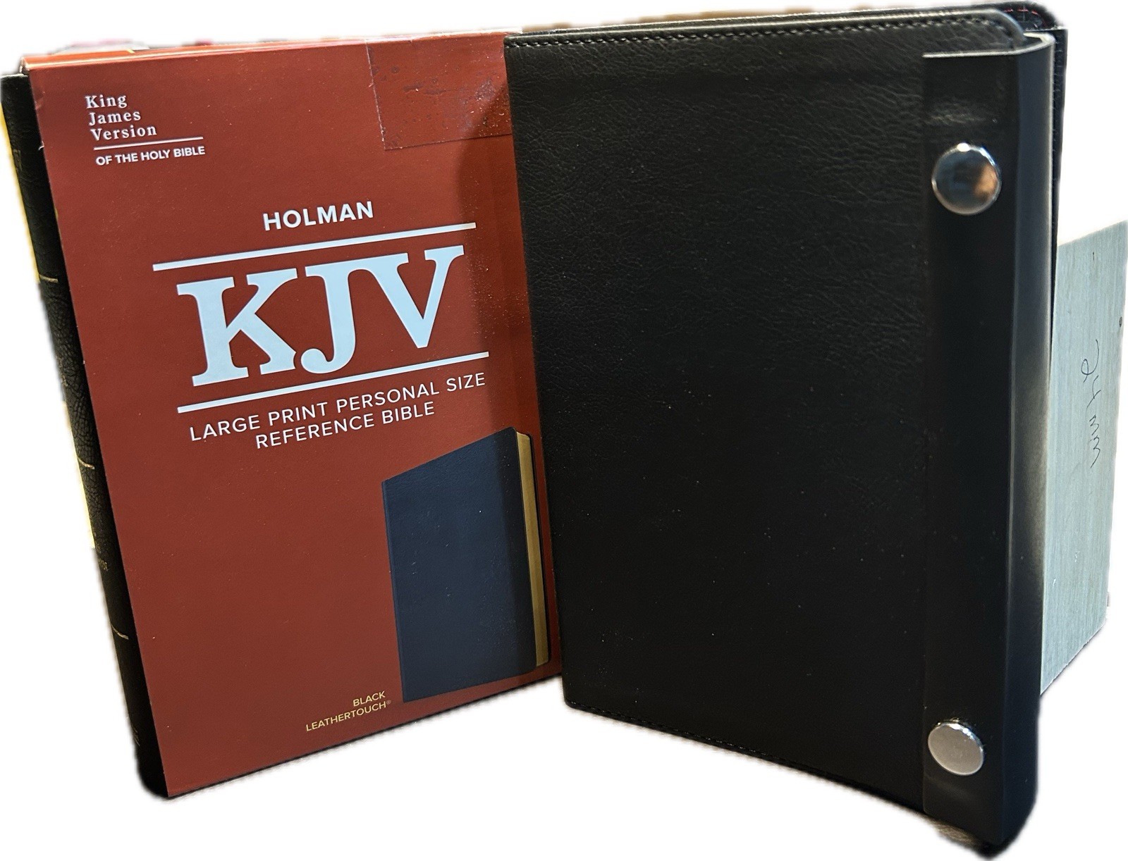 KJV SNAP CLOSURE LARGE PRINT(11.25 Pt) Personal Size Bible Black Leathersoft
