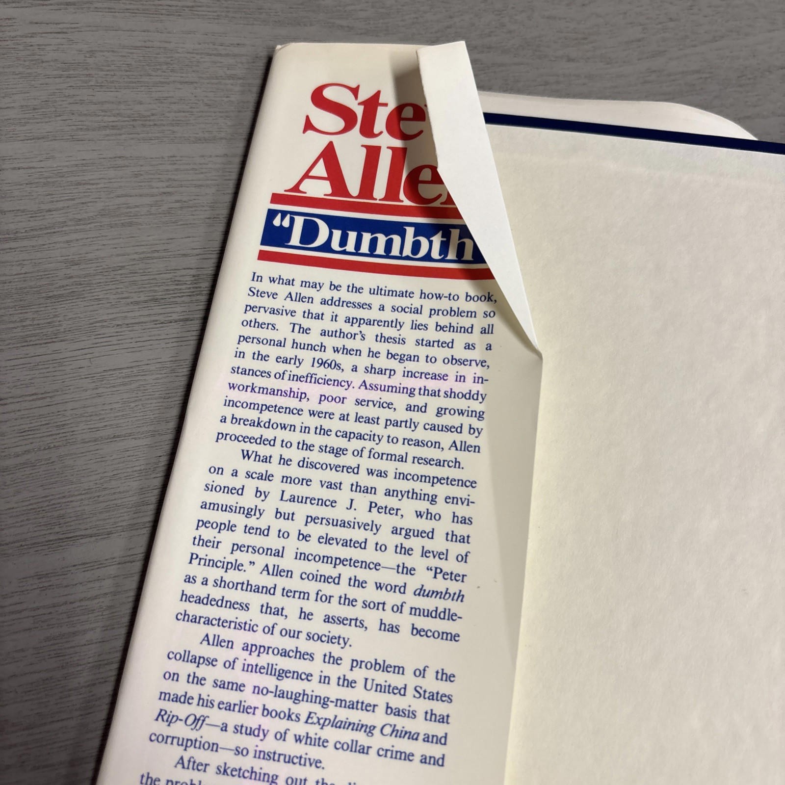 *SIGNED* Dumbth By Steve Allen 1st Printing 1989 HC/DJ