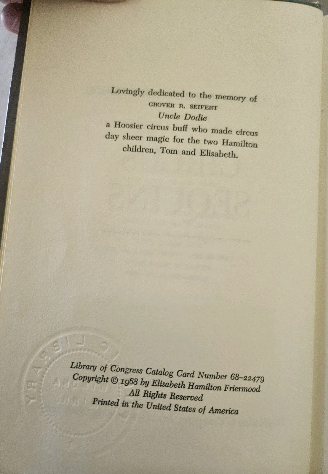 Circus Sequins Elisabeth Hamilton Friermood 1968 Hardcover 240 Pages