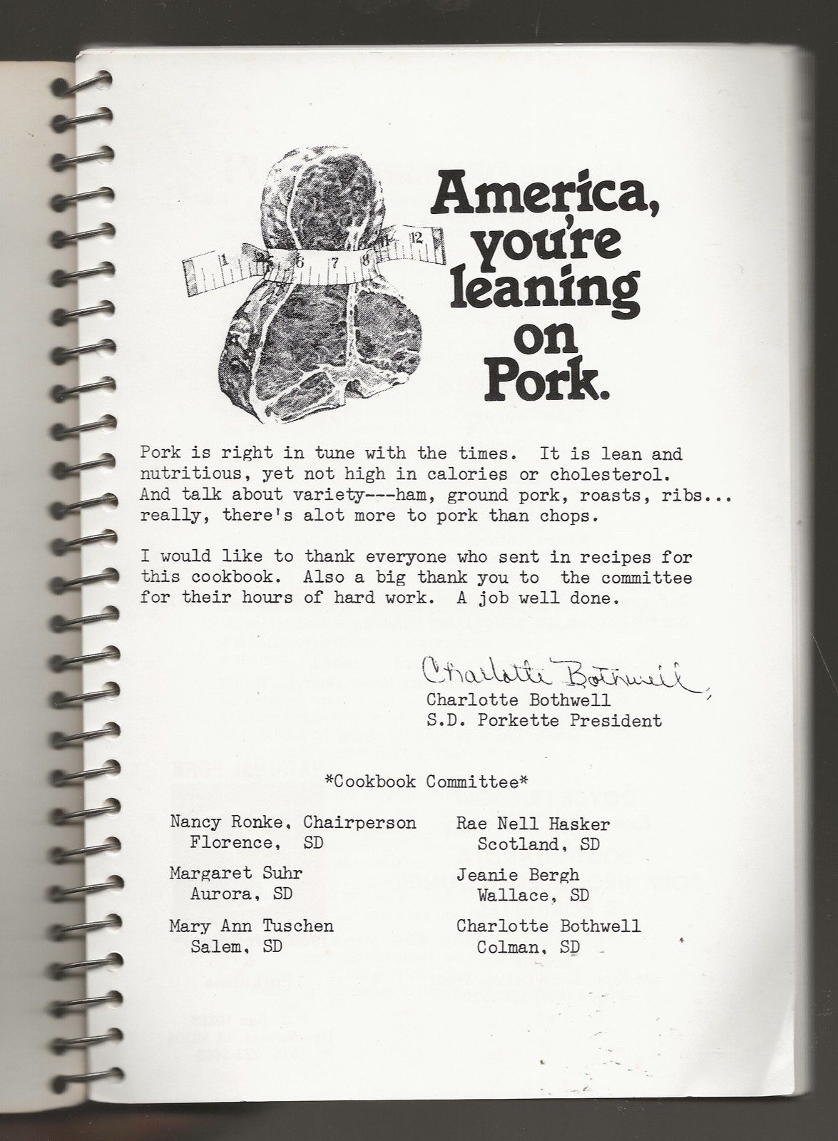 Pork Recipes from South Dakota Porkettes – spiral bound cookbook, 162 pages