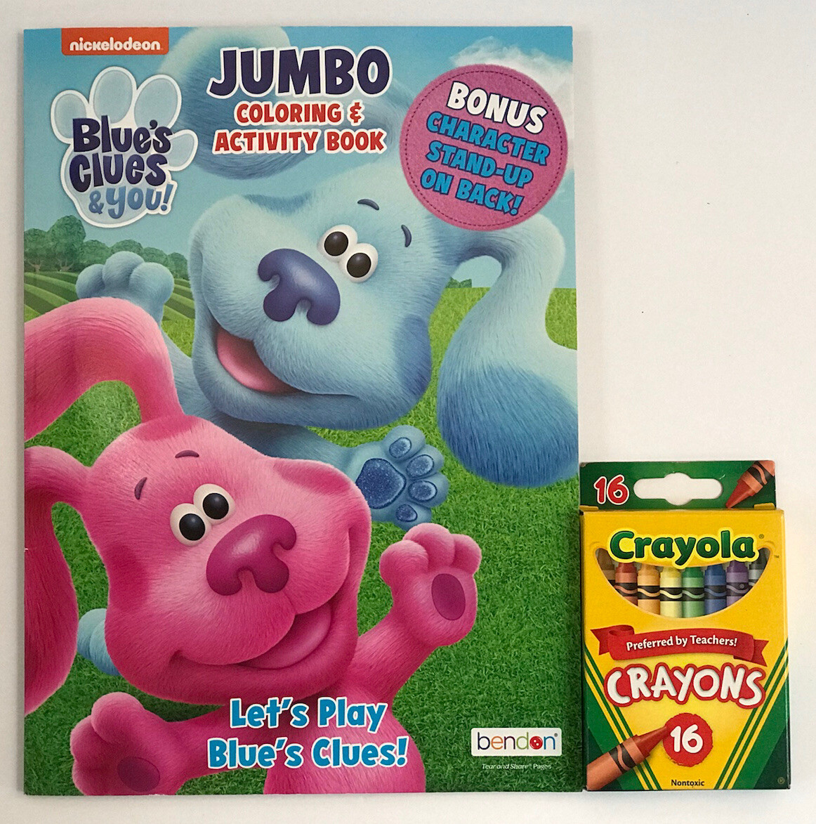 2pc Set Nickelodeon Blues Clues And You! Jumbo Coloring & Activity Book Crayons