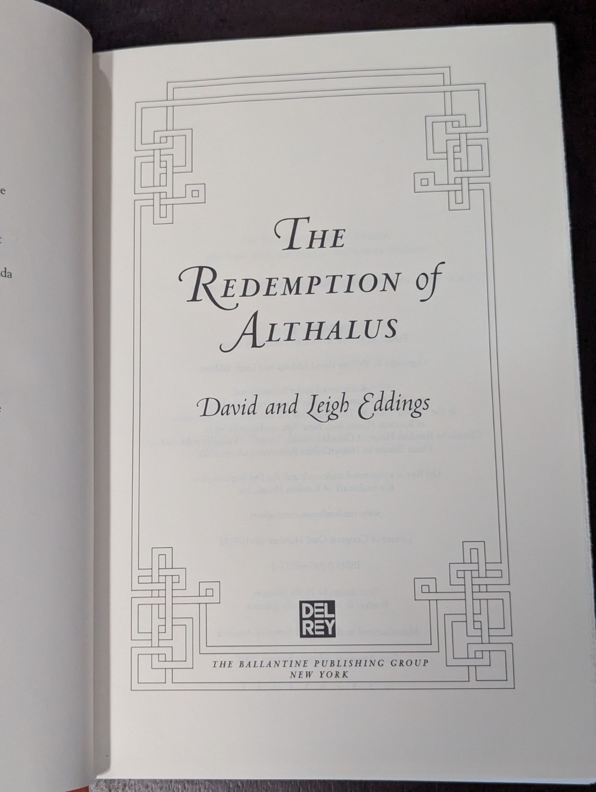 ​David & Leigh Eddings The Redemption of Althalus 1st/1st Hardcover Fantasy