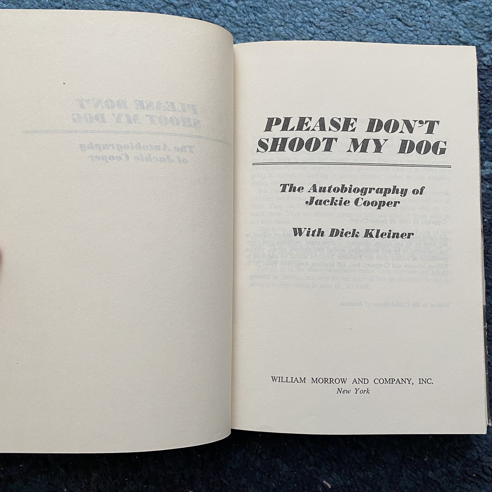 Please Don’t Shoot My Dog:The Autobiography of Jackie Cooper, 1st ed 1981 HCDJ