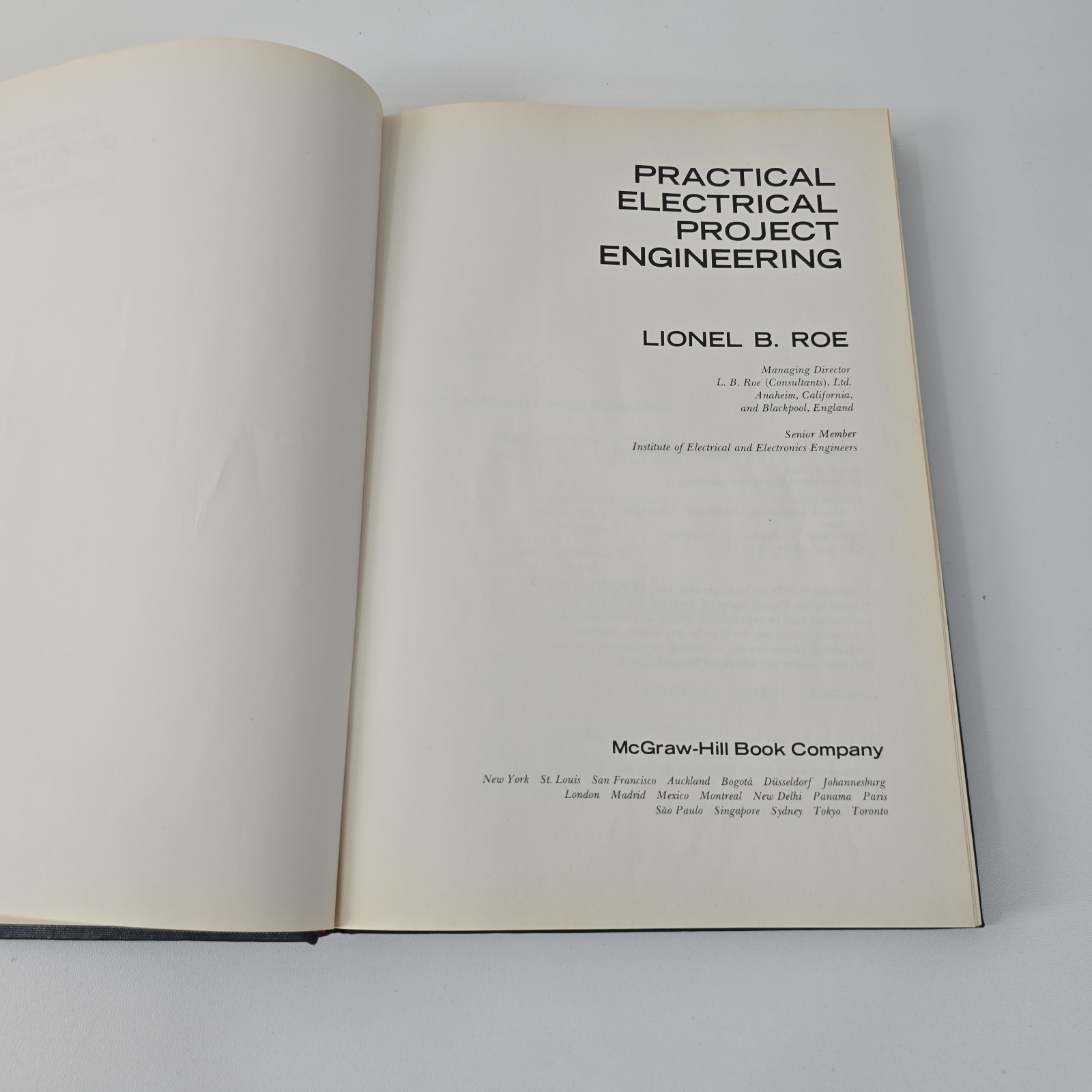 Practical Electrical Project Engineering Roe 1978 1st Ed Hardcover McGraw Hill