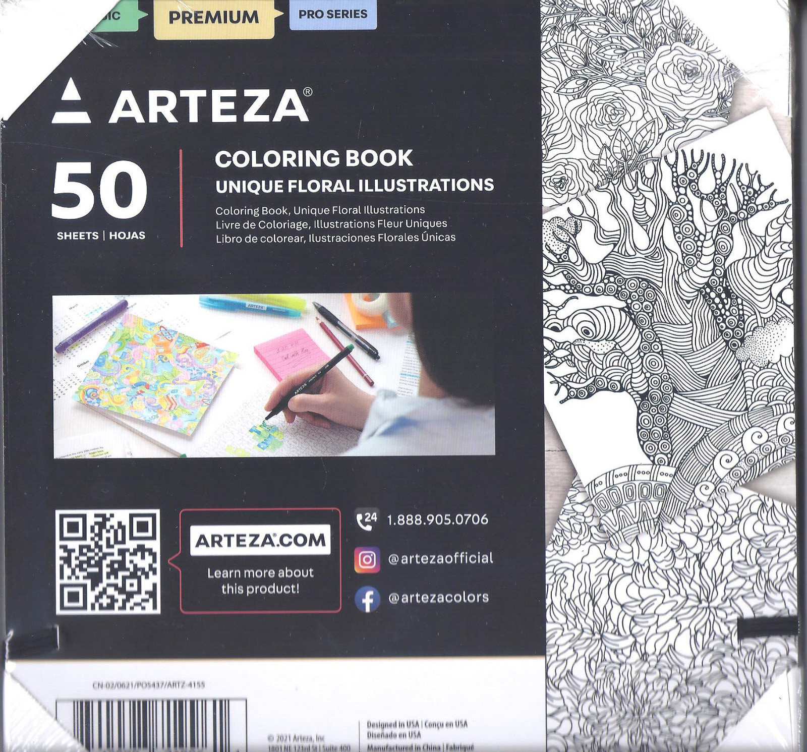 ARTEZA 50 Pages PremiumColoring Book $5Ship