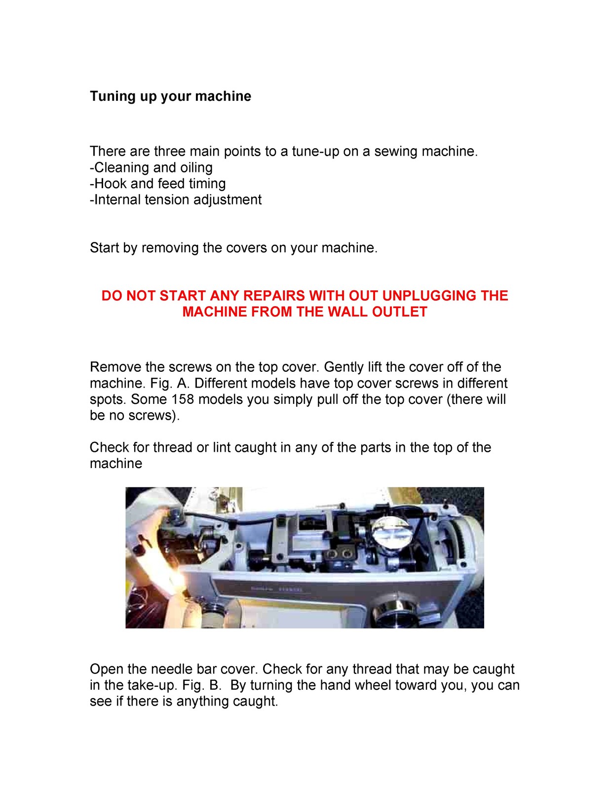 KENMORE 158 Series Sewing Machine Tune-Up Guide Manual – WIRE BOUND – COVERS
