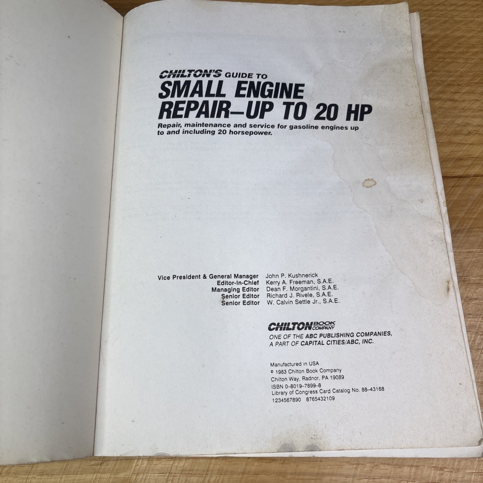 Chilton’s Guide to Small Engine Repair Up To 20Hp Part No 7899 Diagnosis Service