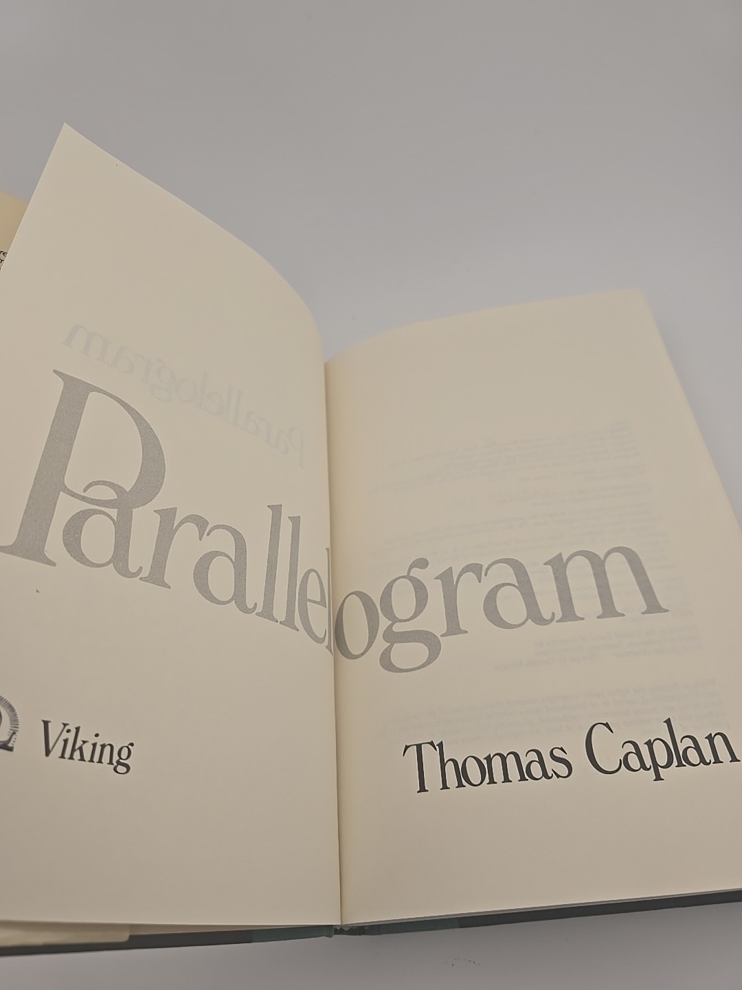 Parallelogram by Thomas Caplan – 1987 Hardcover, First Edition, OOP w/ 1987…