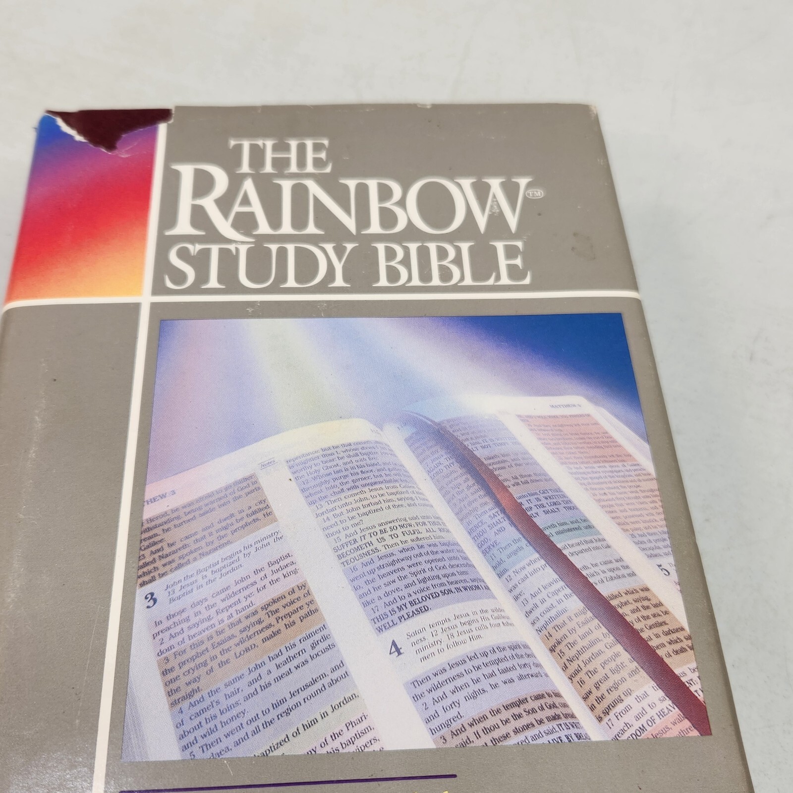 The Rainbow Study Bible (1986) Color Coded Burgundy Hardback & Dust Jacket
