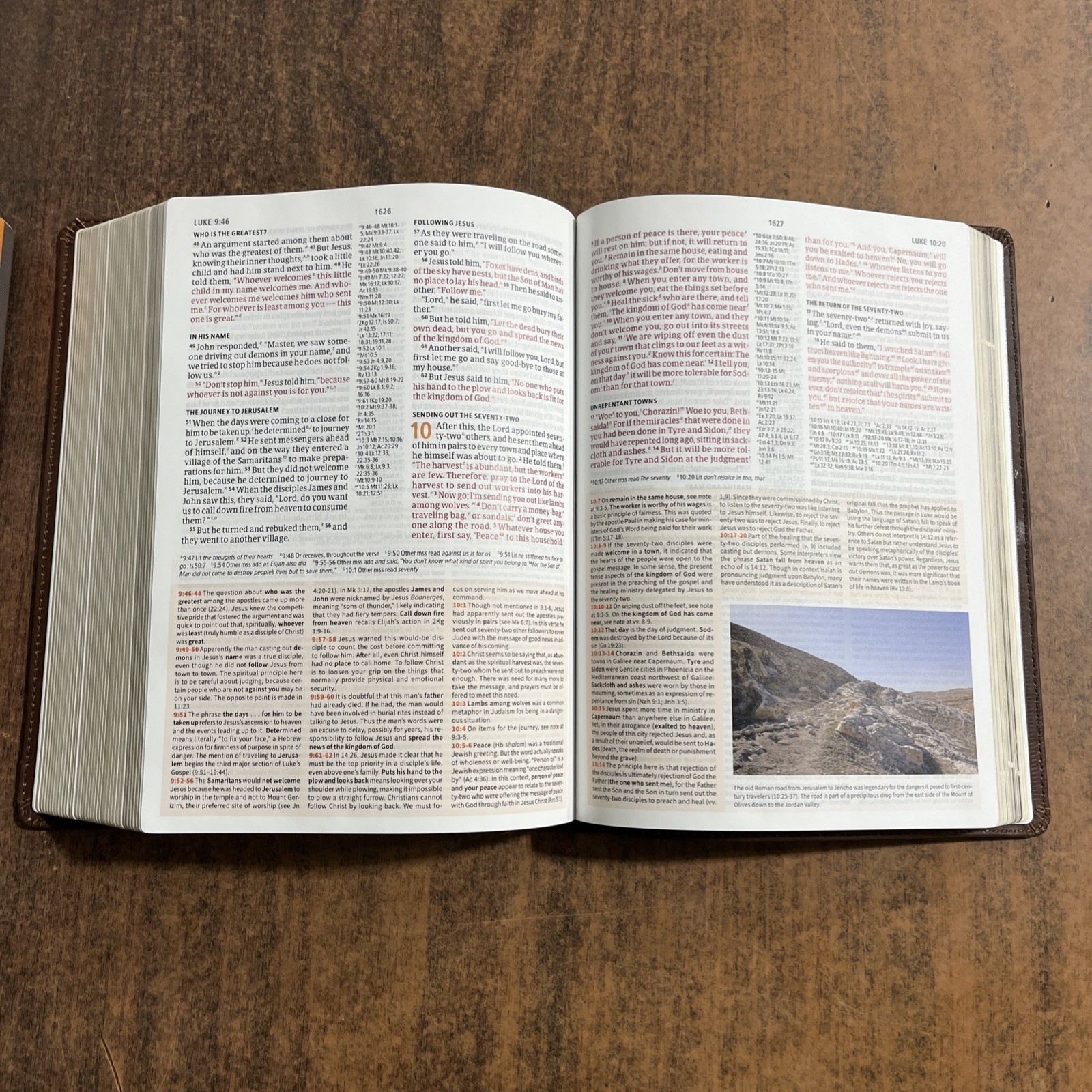 CSB Study Bible – Brown Genuine Leather – Raised Spine Hubs