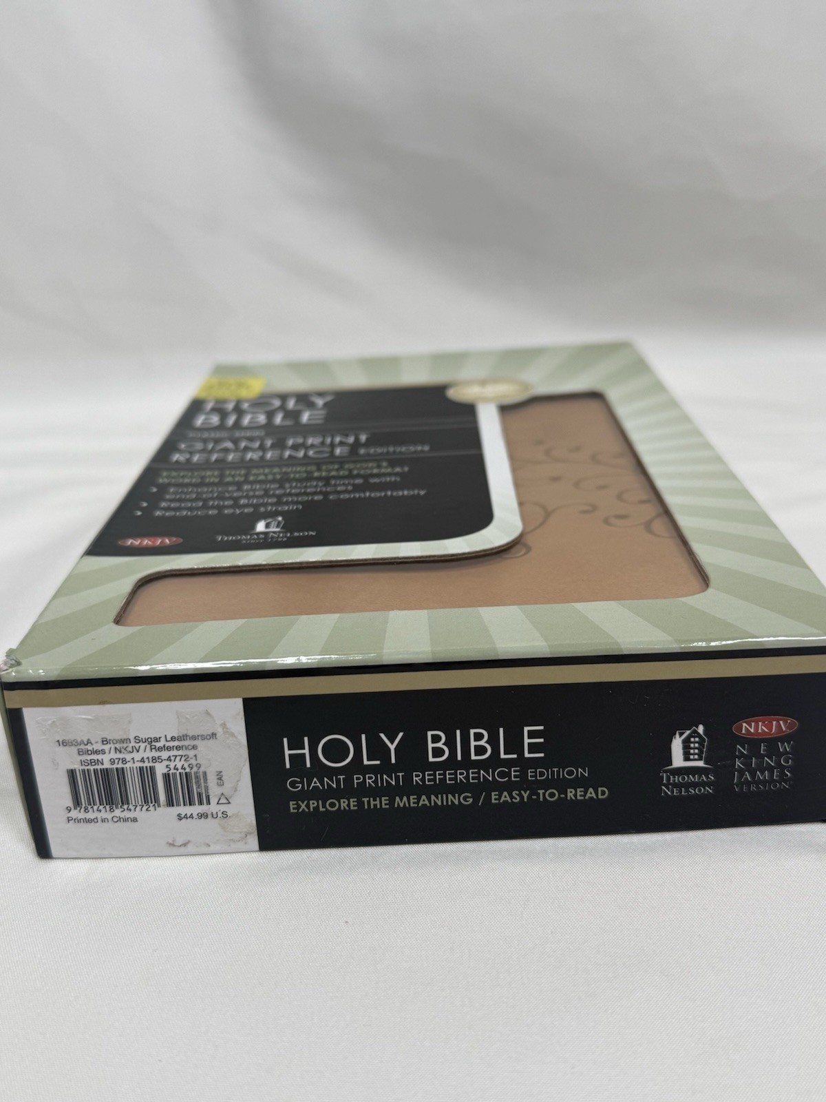 NKJV Holy Bible, Giant Print Reference Bible Brown Leather-Soft