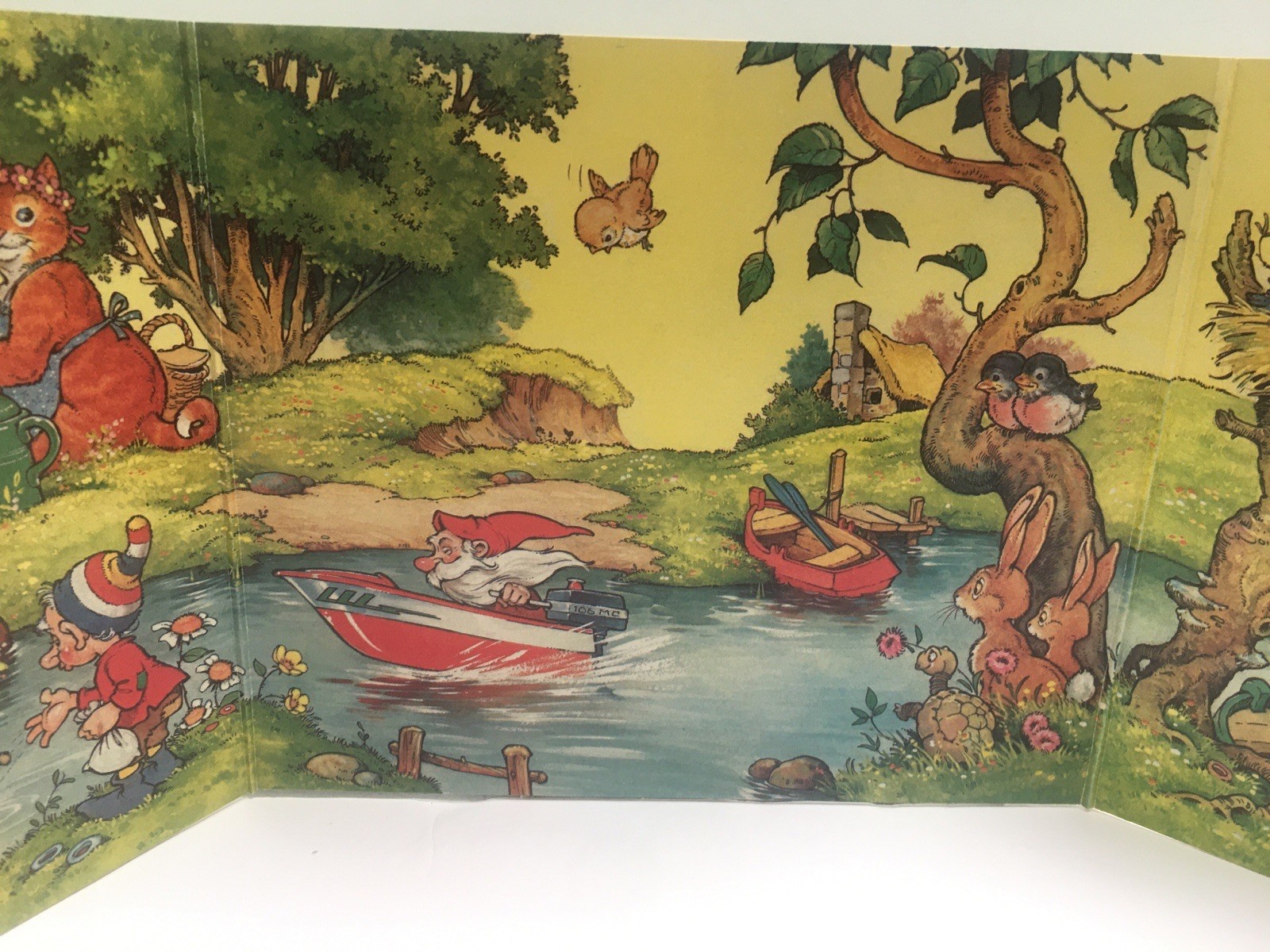 Children’s Characters Fun Fold Out Cardboard Book Colorful Holland 1984 Vintage