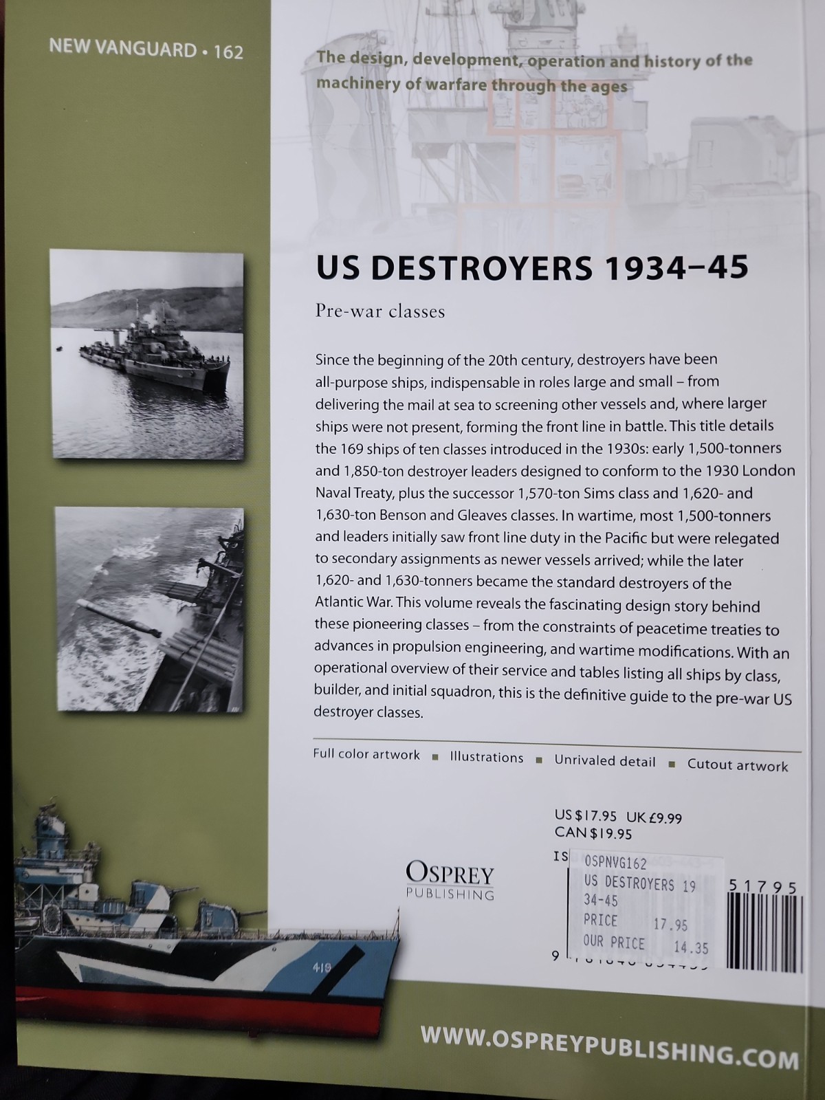 US Destroyers 1934–45: Pre-war classes (New Vanguard, 162), McComb, Dave, 978184