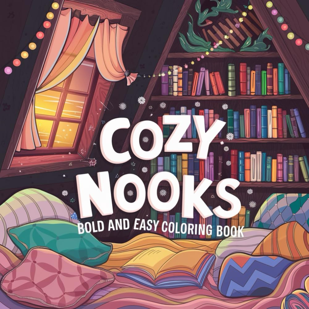 Cozy Nooks Coloring Book for and Teens, 50 Cute Pages with Cozy and Hygge Space