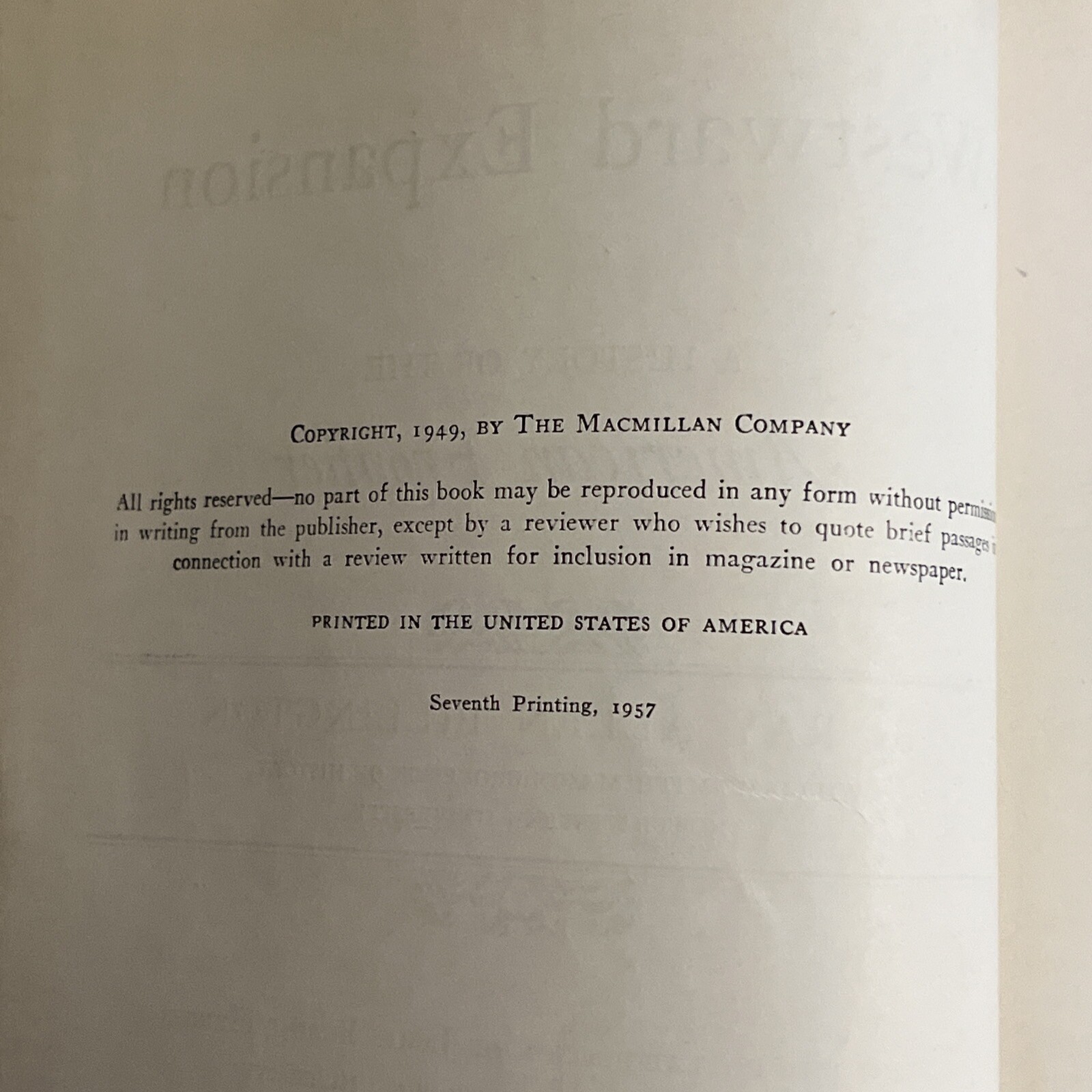 Westward Expansion: A History of the American Frontier 1957 Hardcover